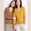 Damen Strickjacken Herbst Winter Einreihig V-Ausschnitt Gestrickter Pullover Frühlingsmode Kurze Strickwaren Einfarbige Strickjacke Pullover