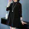 Large-sized Half Turtleneck Sweater Loose and Casual Mid-length Pullover for Women Solid-color A-line Knitted Dress