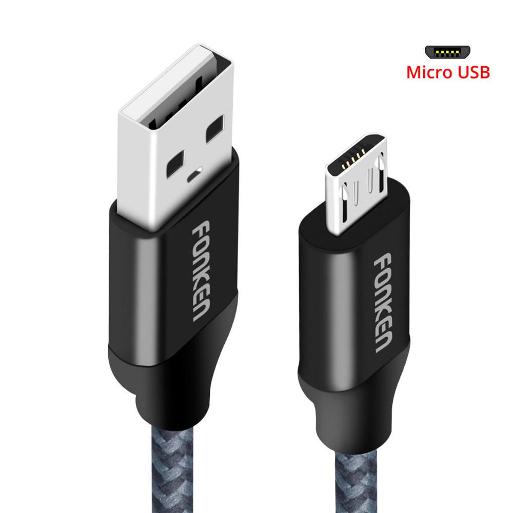 Buy 3Pcs FONKEN Micro USB Cable Quick Charge Cable 2128AWG QC3.0 QC2.0 2.4A Nylon Braided Data