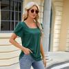 Letnia koszulka damska Modna, prosta koszulka z kwadratowym dekoltem i płatkami, z nadrukiem i luźnym T-shirtem