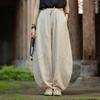 Women's Spring Retro Zen Loose Ramie Cotton Linen Harem Pants for Kung Fu Meditation