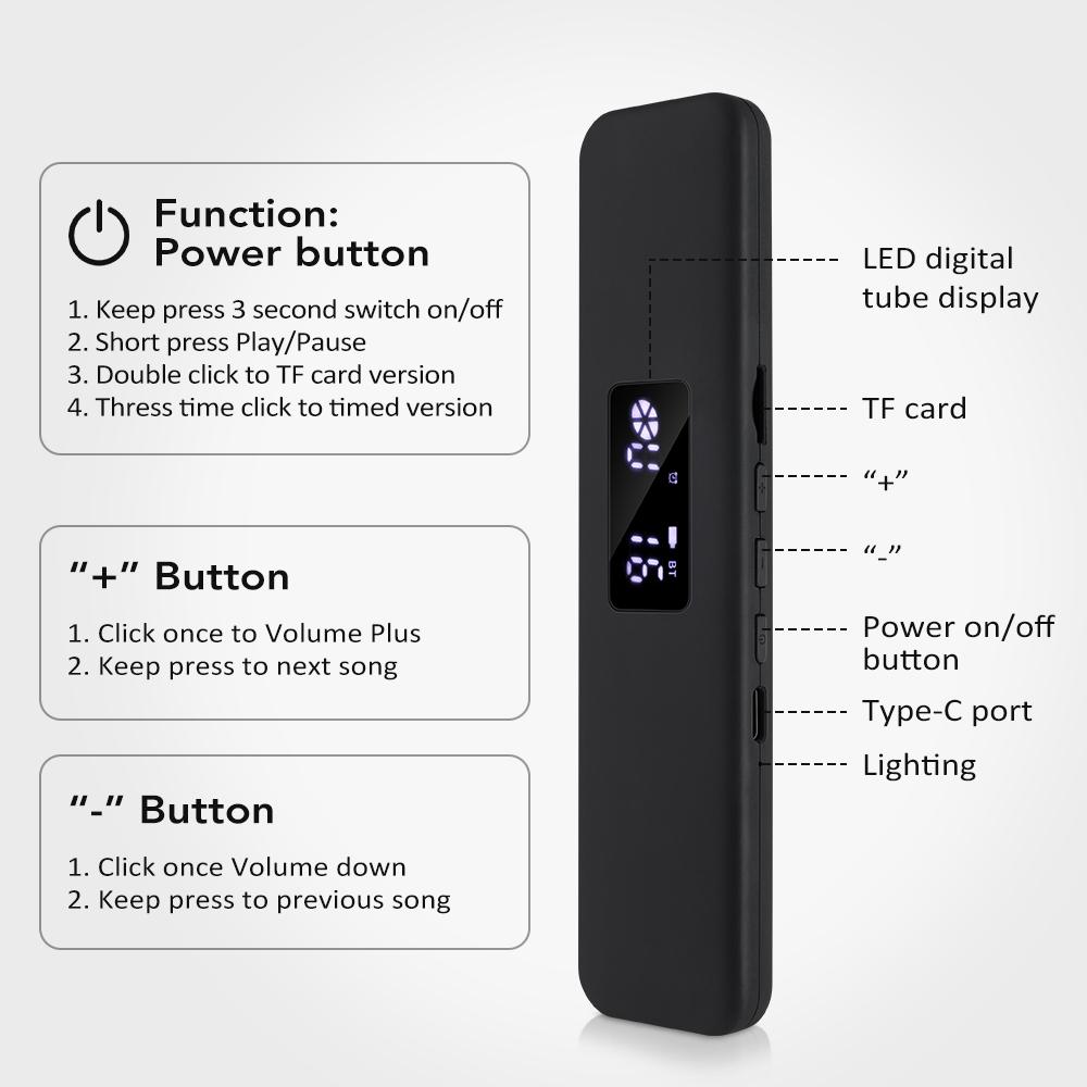 Bone Conduction Bluetooth Speaker Portable Under-Pillow White Noise Sleep Aid Music Box TF Card MP3 Player For Sleeping Timing