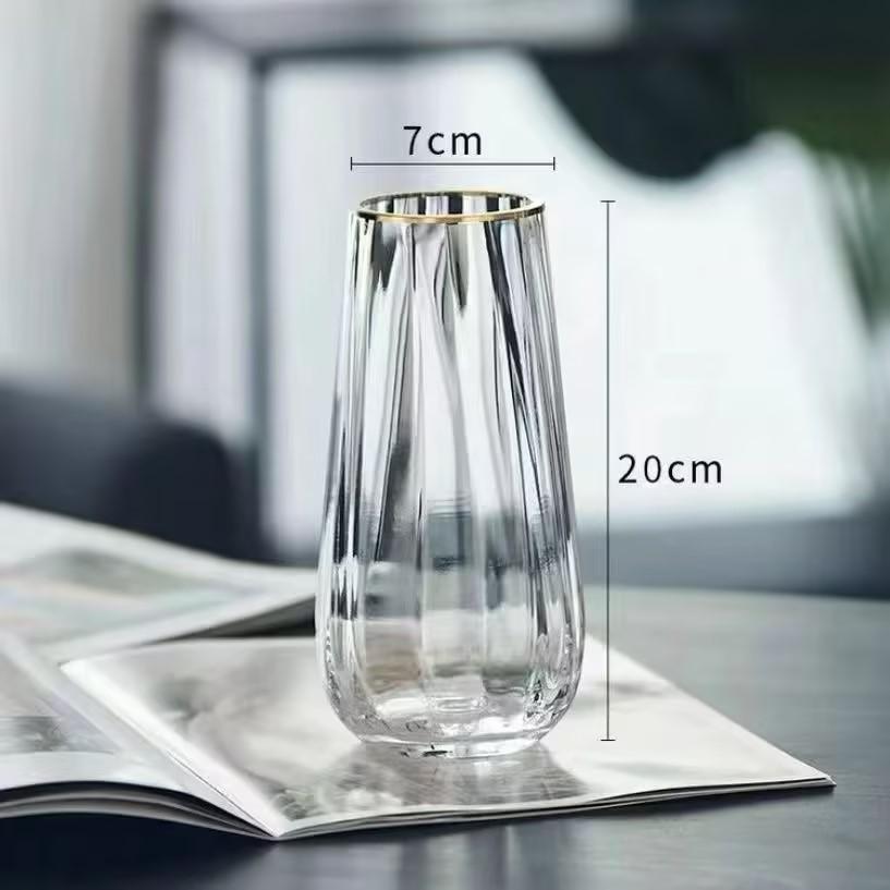 Nordic Gilded Glass Vase: Elegant High-End Flower Vase for Stylish Living Room Decor