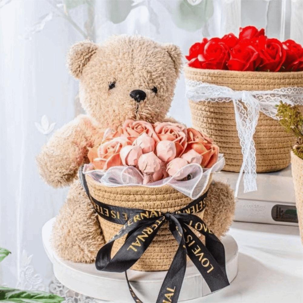 Modern Cotton Rope Woven Basket Nordic Style Weaving Planter Woven Flowerpot Office Decoration