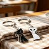 Alloy Decorative Charm 2Pcs Black White Cat Keychain for Backpacks, Oil Dripping Enamel Metal Key Ring Kitten Ring, Bag Schoolbag Decoration