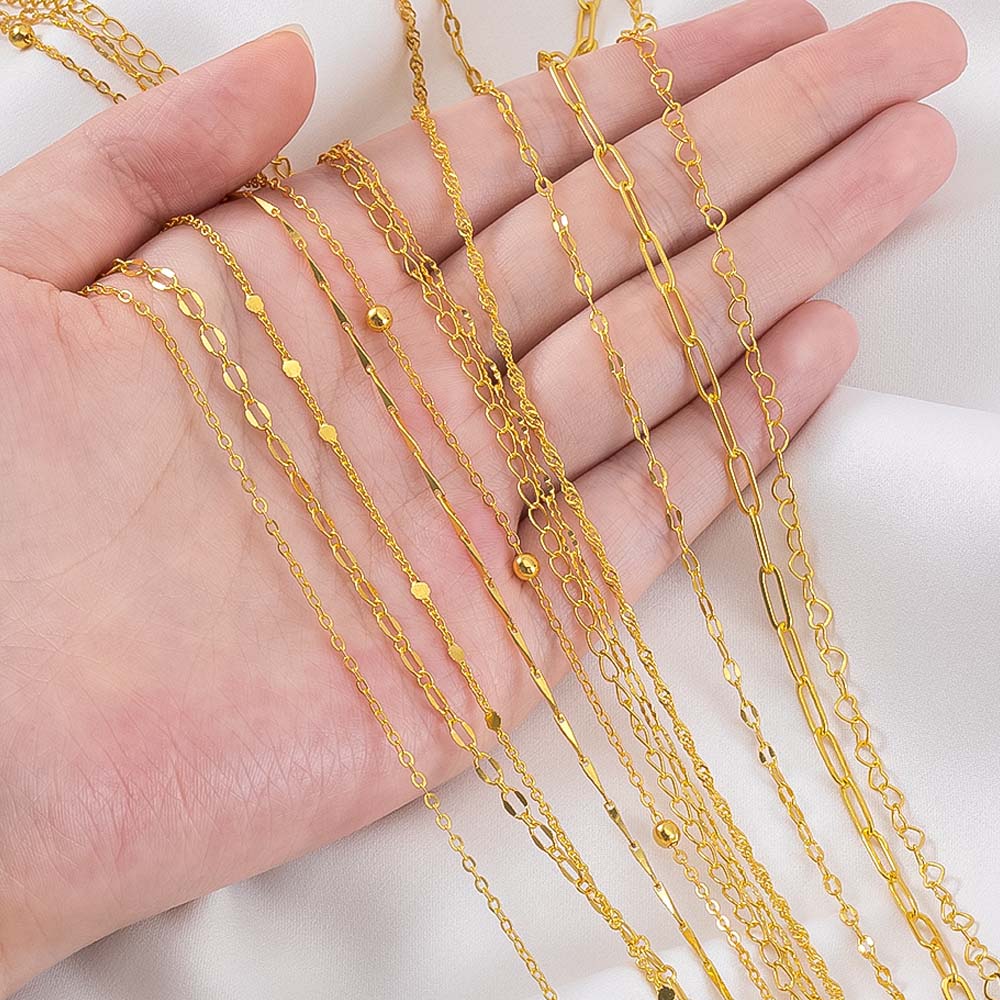1Meter Copper Basic Chain Gold Plated Cable Curb Link Chains for Necklace Bracelet Handmade Jewelry Making DIY Supply Wholesale