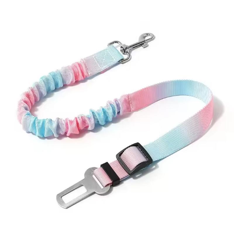 Adjustable Dog Car Seatbelts for Vehicle Nylon Pet Safety Seat Belt with Elastic Bungee Buffer Durable Colorful Car Harness