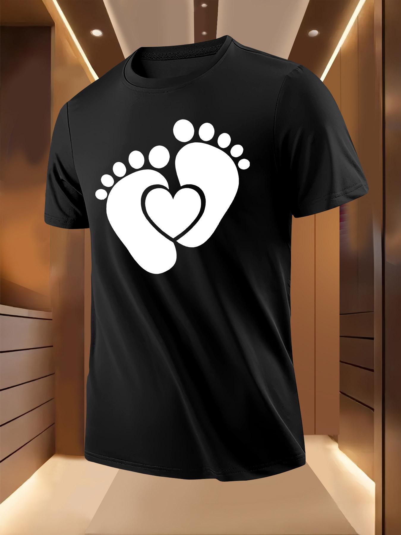 Footprint Heart Graphic Tshirt Graphic Tshirt - Breathabl... L