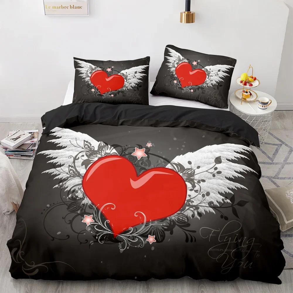 Couple Lovers Gift Duvet Cover Set Love Comforter Cover Valentine's Day Bedding Set Queen King Size 2/3pcs Polyester Quilt Cover