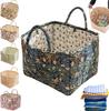 Boho Fabric Storage Basket, Floral Laundry Baskets,Decoration Large Capacity Storage Baskets, Portable Folding Storage Bag for Clothes and Sundries