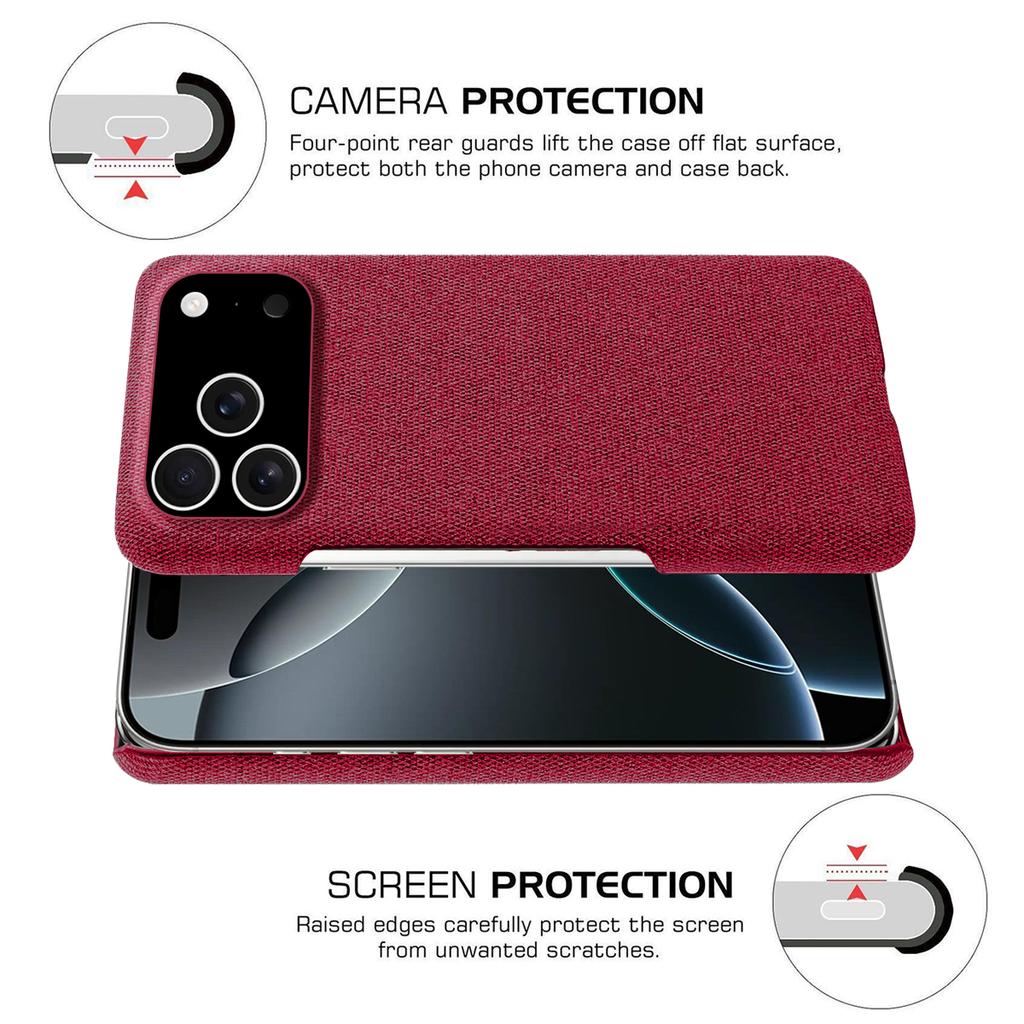For iPhone 17 Pro Phone Case Cloth Texture Anti-Scratch Protective PC Back Cover