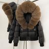 OFTBUY Hooded Thickened Warm Fluffy Puffer Jacket Women New Winter Real Fox Fur Top Clothing Natural Fur White Duck Down Coat