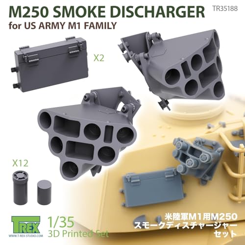 T-Rex Studio 1/35 Scale Modern American M250 Smoke Discharger for the U.S. Army M1 Abrams Main Battle Tank Family, Plastic Model Kit Parts TR35188 (Ta