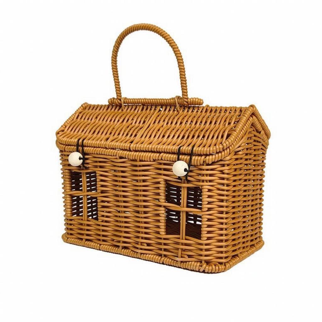 Rectangular Storage Basket with Lid Portable Box Handle Handwoven