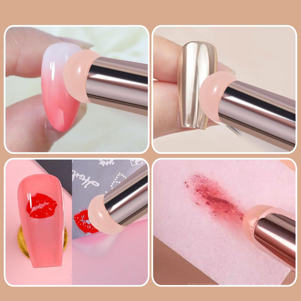 Nail Art Silicone Brush Reusable Universal Mirror Powder Pigment Applying Gradient Shading Pen Easy To Use Nail Brushes Tool