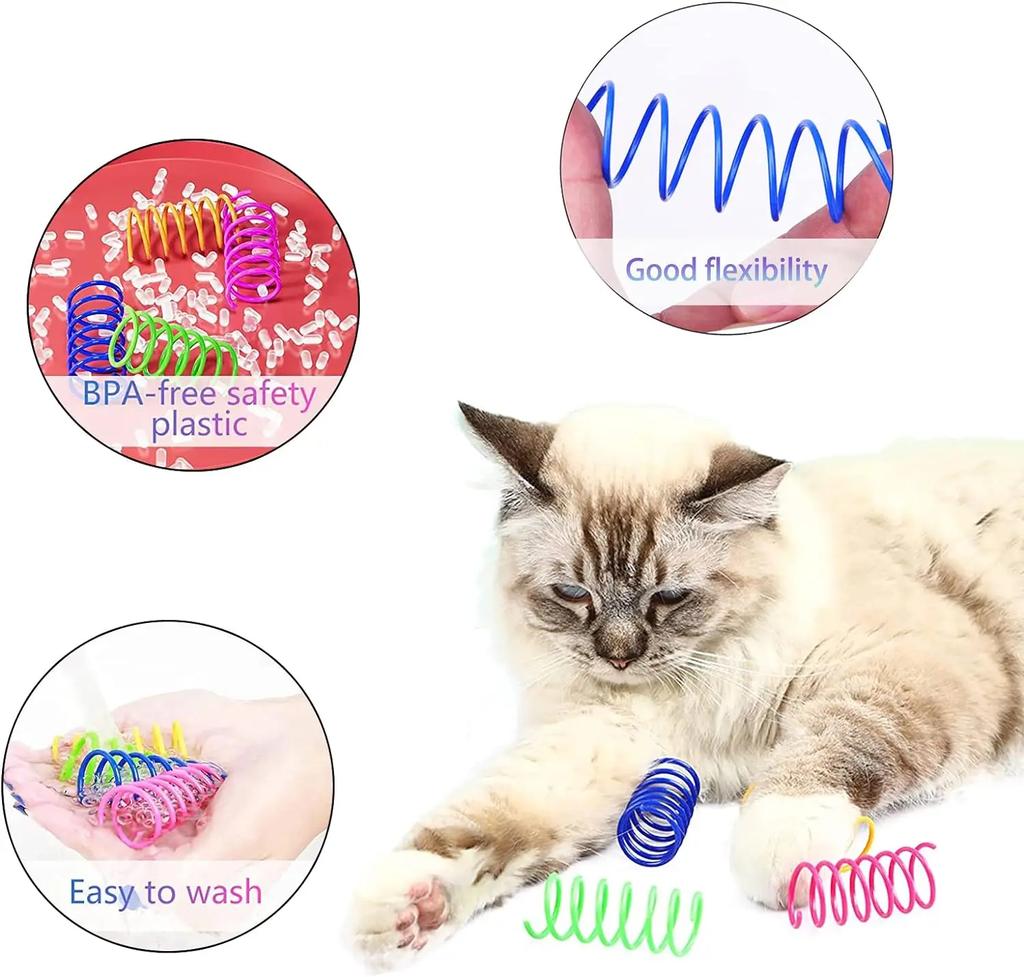 12pcs Kitten Coil Spiral Springs Cat Toys Interactive Gauge Cat Spring Toy Colorful Springs Cat Pet Toy Pet Products