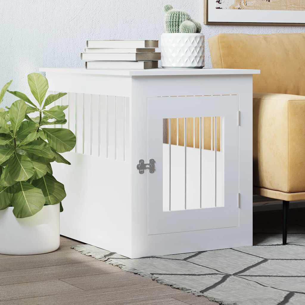 vidaXL Dog Crate Furniture White 55x75x65 Cm Engineered Wood