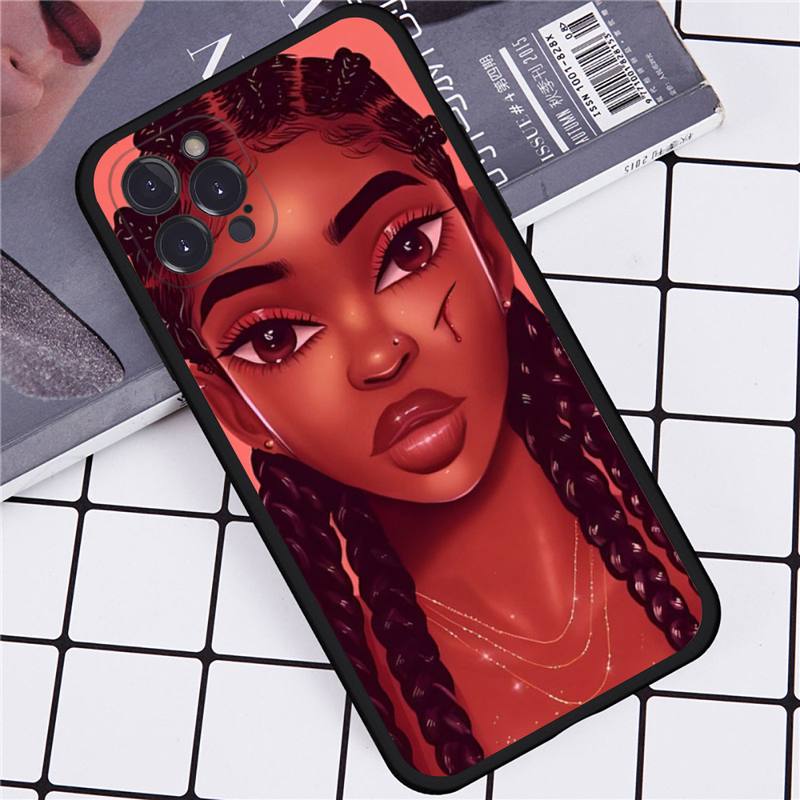 Afro Girls Art Phone Case For iPhone 14 11 12 13 Mini Pro Max 8 7 6 6S Plus X SE 2020 XR XS Funda Case