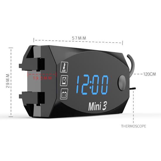 Ceas electronic 3 în 1, voltmetru universal pentru motocicletă, termometru, afișaj pentru ceas