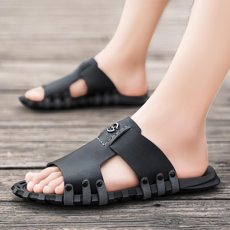 Fashion Hot Sale Men's Fashion Slides Slippers Soft Comfortable Half Drag Non-Slip Lightweight Sandals Summer Walking Shoes Handmade