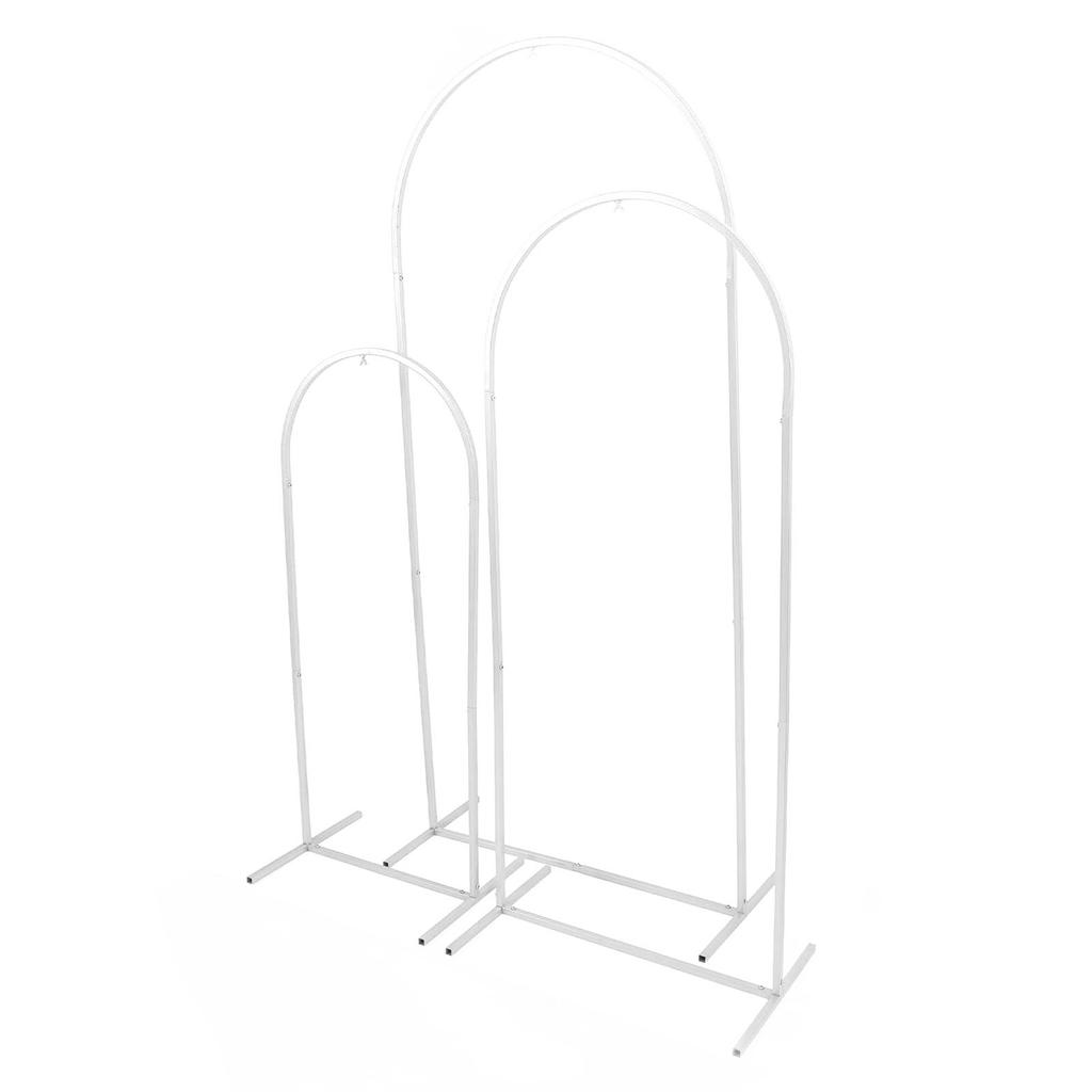 3PCS Set Wedding Arch Backdrop Stand 4ft 5ft 6ft Metal Balloon Arched Backdrop Stand for Outdoor White