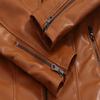 European Women's Slim Fit Leather Jacket Stand Collar Elegant Motorcycle Coat Plus Size
