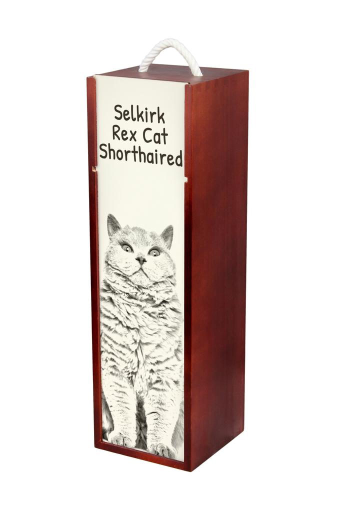 Selkirk Rex Shorthaired – Wine box with a cat, alcohol box with graphics | Art-Dog