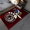 Blink-182 Cartoon Bunny Chained Beside Smiley X Logo Accent Carpet, Retro Mascot Pop Punk Style Design, Cozy Fan Rug Decor and All Seasons Gift