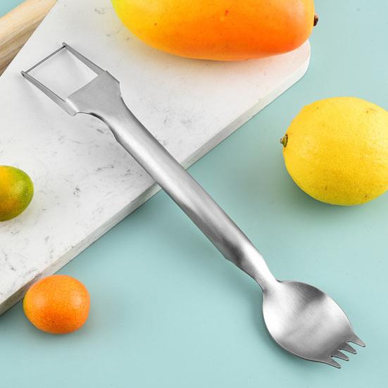1/4Pcs 2-In-1 Stainless Steel Fruit Fork Cutter Watermelon Slicer Tool Easy To Use Dual Head Fruit Slicer for Home Kitchen Gadget
