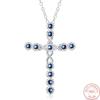 Fashion Female Cross Pendants Silver 925 Blue Zircon Cross Pendant Necklace Jewelry For Men /Women Wholesale