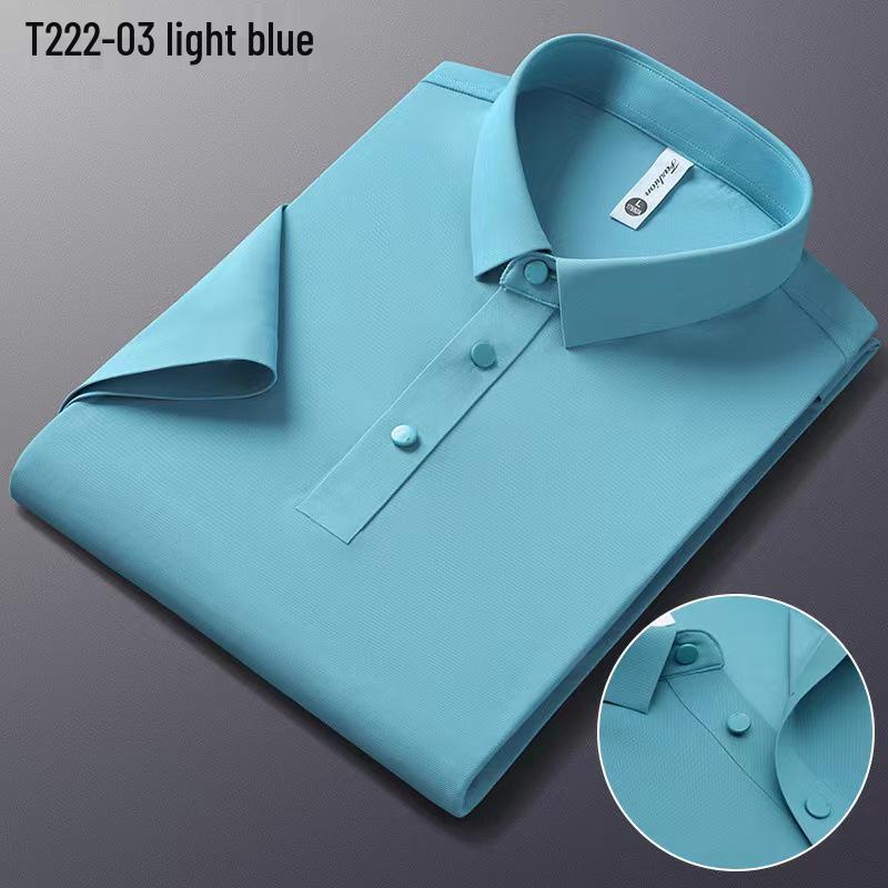 Men's Summer Seamless Ice Silk Stretch Polo - Non-Iron, Short-Sleeve, Business Casual