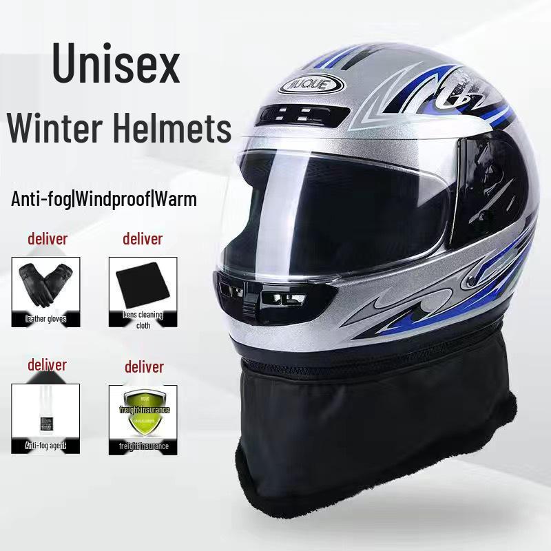 All-Season Warm Full Face Helmet - Anti-fog, Cold Protection for Men & Women Electric Scooter & Cycling