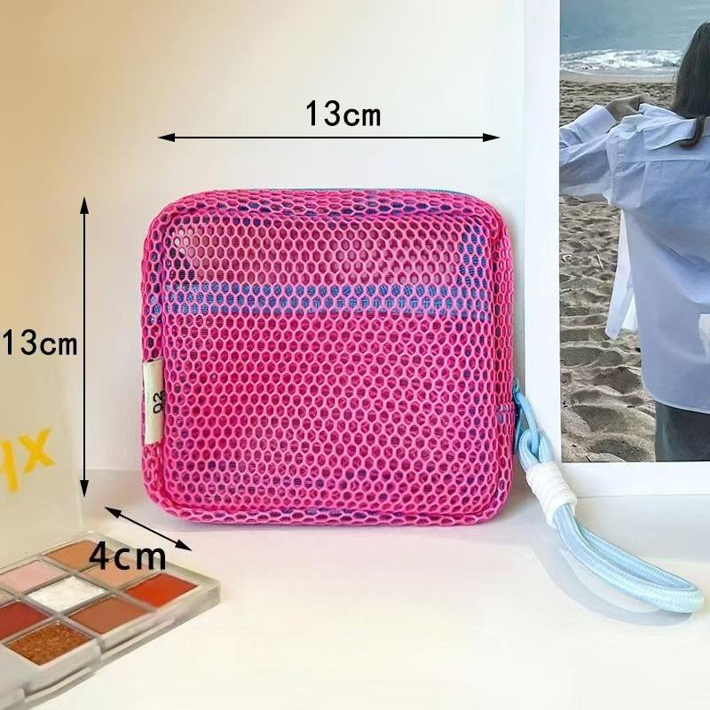 Новая большая сетчатая косметичка, портативная и дышащая, для хранения косметики и помад розы красного