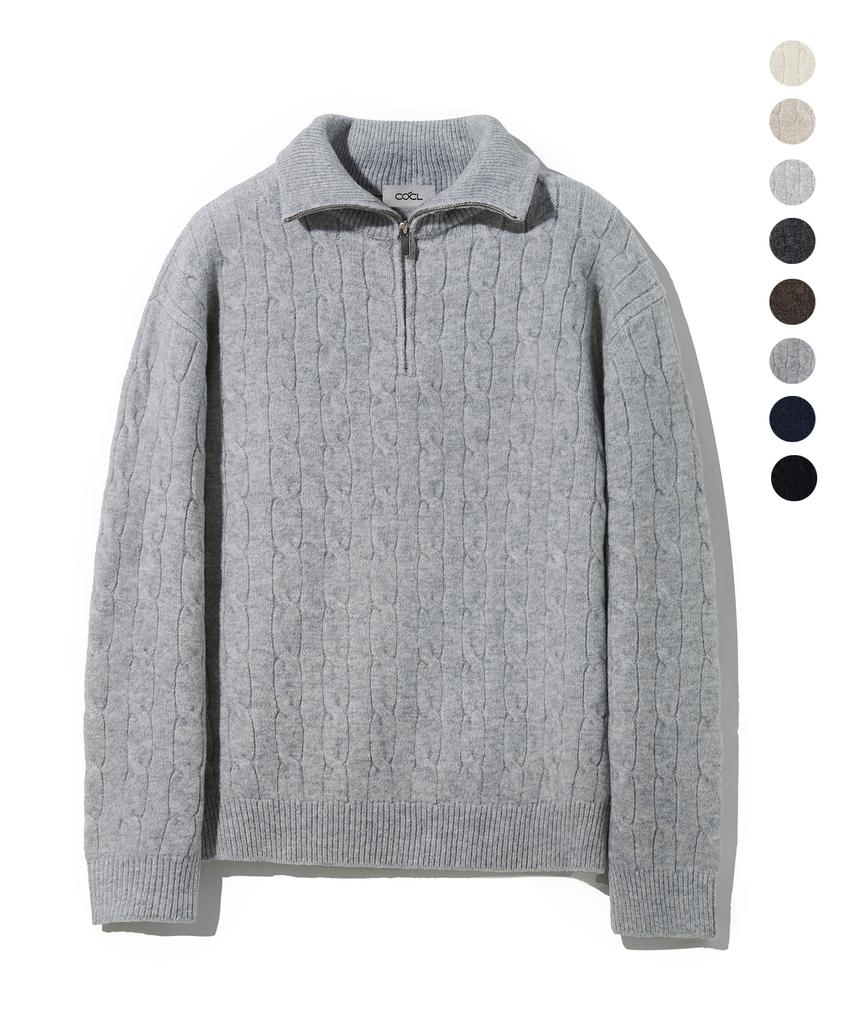 COSTUME O’CLOCK Cable Half Zip Heavy Knit Pullover 8 Color Cooskt069