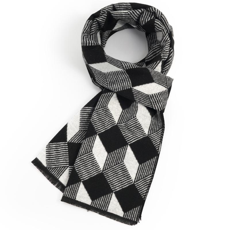 Men'S Scarves Men'S Winter Warmth Plaid Long Imitation Cashmere Men'S Scarves Custom