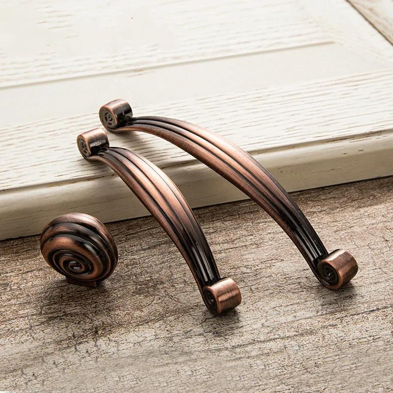 Red Bronze Handle Kitchen Door Knob Cabinet Drawer Closet Antique Shabby Chic Handles Dresser Knobs Furniture pulls