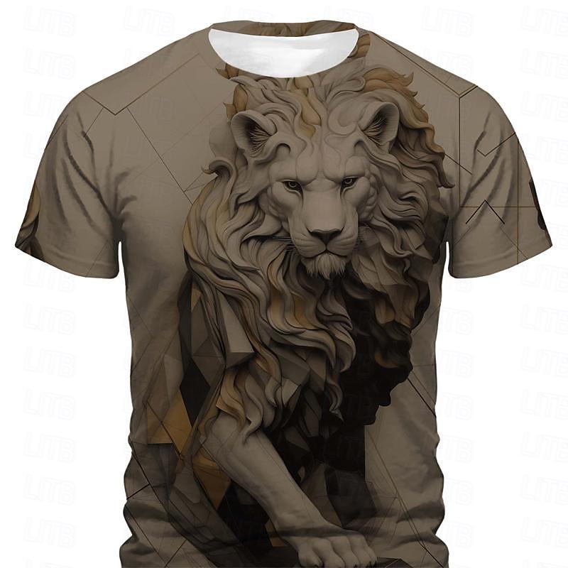 Fashion 3D Lion Print T Shirt For Men Hip Hop Trend Harajuku Streetwear Funny  Animal Pattern Short Sleeve Tee Casual O-neck Top