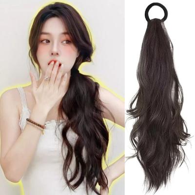 Koreanisches Haarband Langes welliges Pferdeschwanz-Gummiband Haargummis Pferdeschwanz Haarteil Mädchen