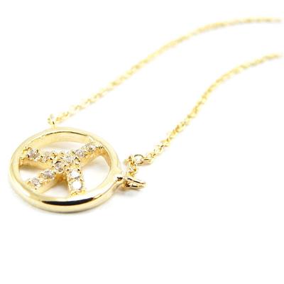 [I3671] - 'Peace' Gold-Plated Necklace