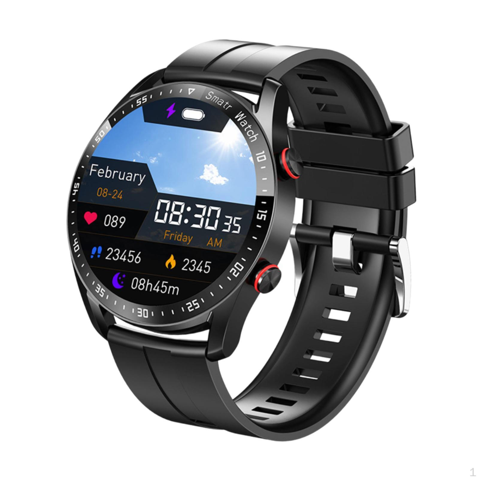 

Smart Sport Watch Multifunctional Women Men Temperature Monitor Waterproof Black Silicone Band