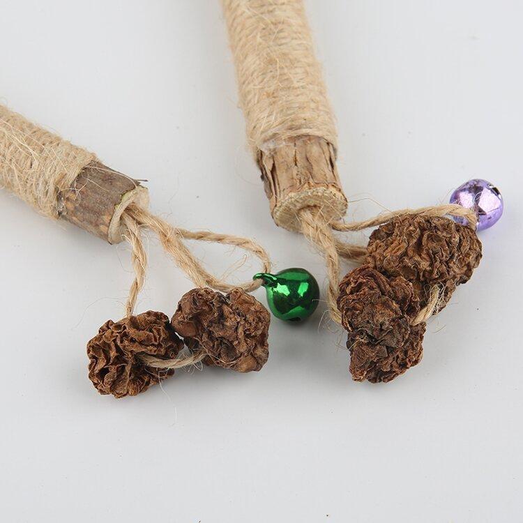 Pet Supplies: Silver Vine Cat Teaser Wand, Hemp Rope Chew Stick, Matatabi Fruit with Feather and Bell, Boredom Relief Cat Toy