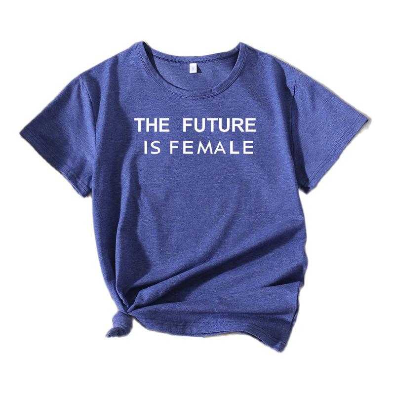 THE FUTURE Summer European and American Style Letter Graphic Round Neck Short Sleeve T-shirt