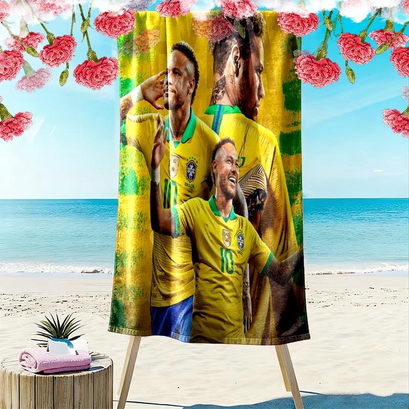 Asciugamano da Spiaggia con Stampa di Neymar, Asciugamano Grande Morbido ad Asciugatura Rapida per Spiaggia Campeggio Nuoto