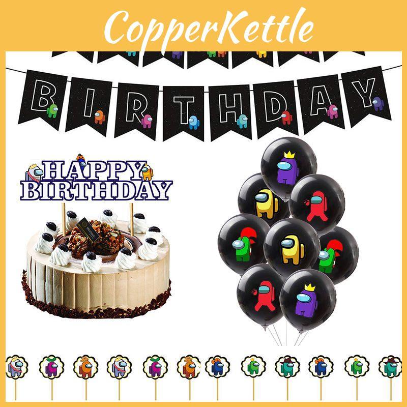 Party Theme Birthday Decor Suit Supplies Set Balloon Banner Cake Topper