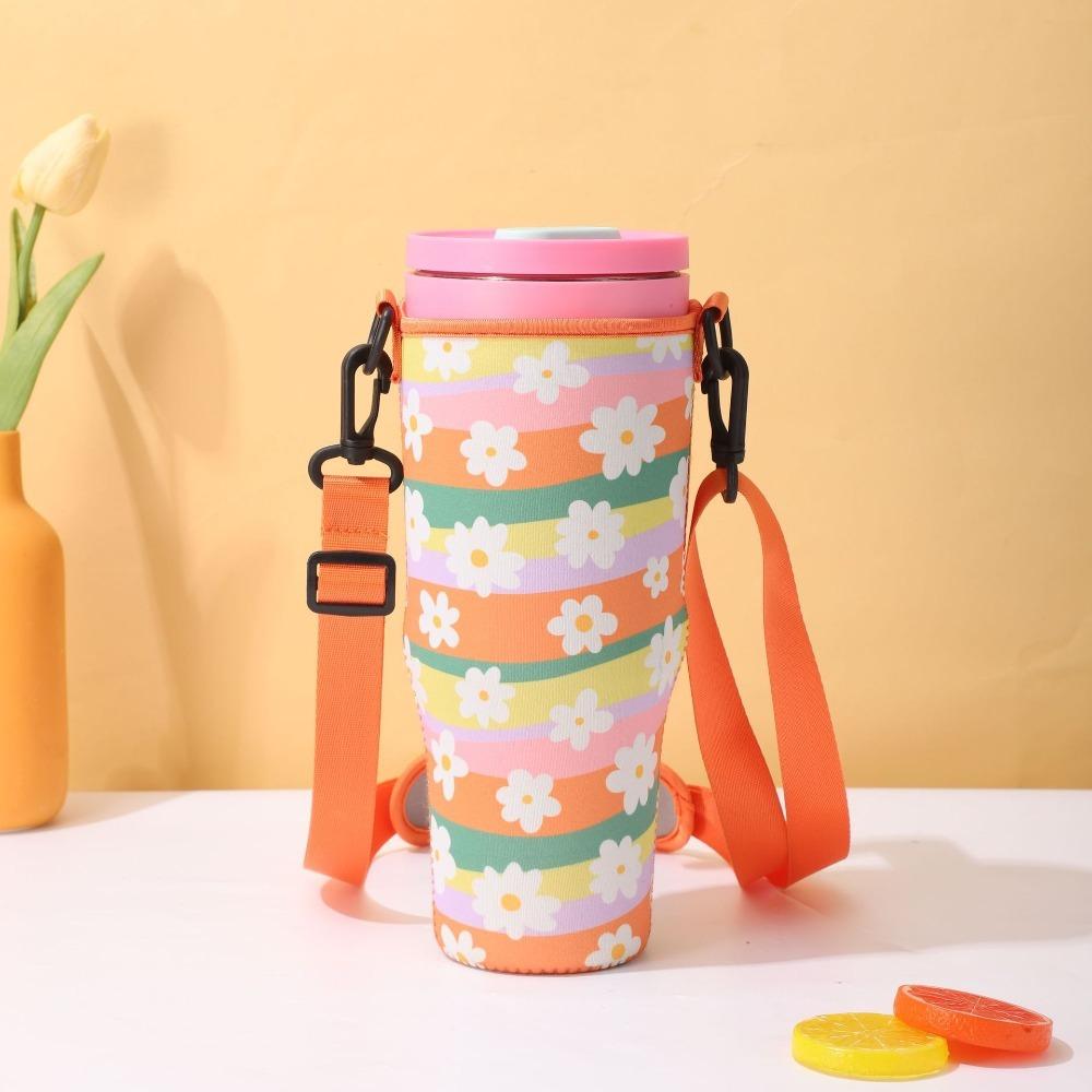 Adjustable Shoulder Strap Water Bottle Pouch Durable Multipurpose Insulated Mug Holder Women Lightweight for for 40Oz Handle Cup