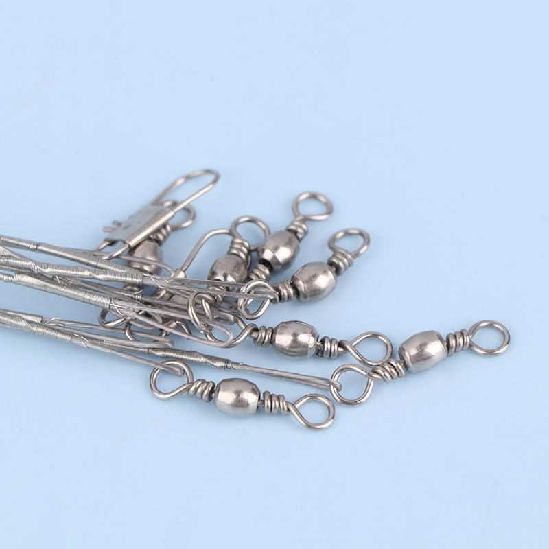 10Pcs 10/15/20/25/30Cm Anti-Bite Steel Wire Leash Lure Fishhook Line Trace Wire Leader With Swivel Fishing Lure Accessories
