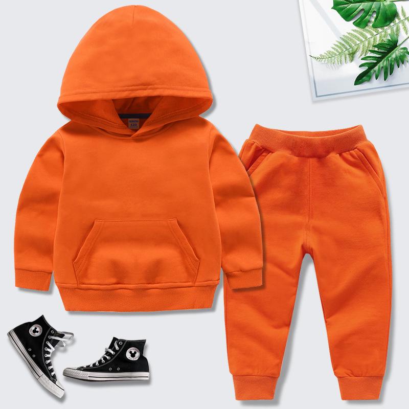 Baumwoll-Kapuzensweatshirt-Zweiteiler für Kinder, Jungen und Mädchen - Sportbekleidung für Frühling/Herbst