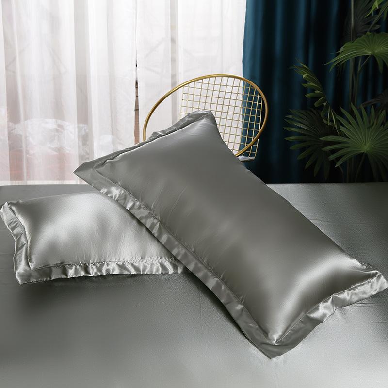Eis-Seide Kissenbezug Einfarbig Schlicht Mode Waschbar 48*74cm 1/2 Stück Universeller Kissenbezug Bettwäsche Luxus Atmungsaktiv Bequem