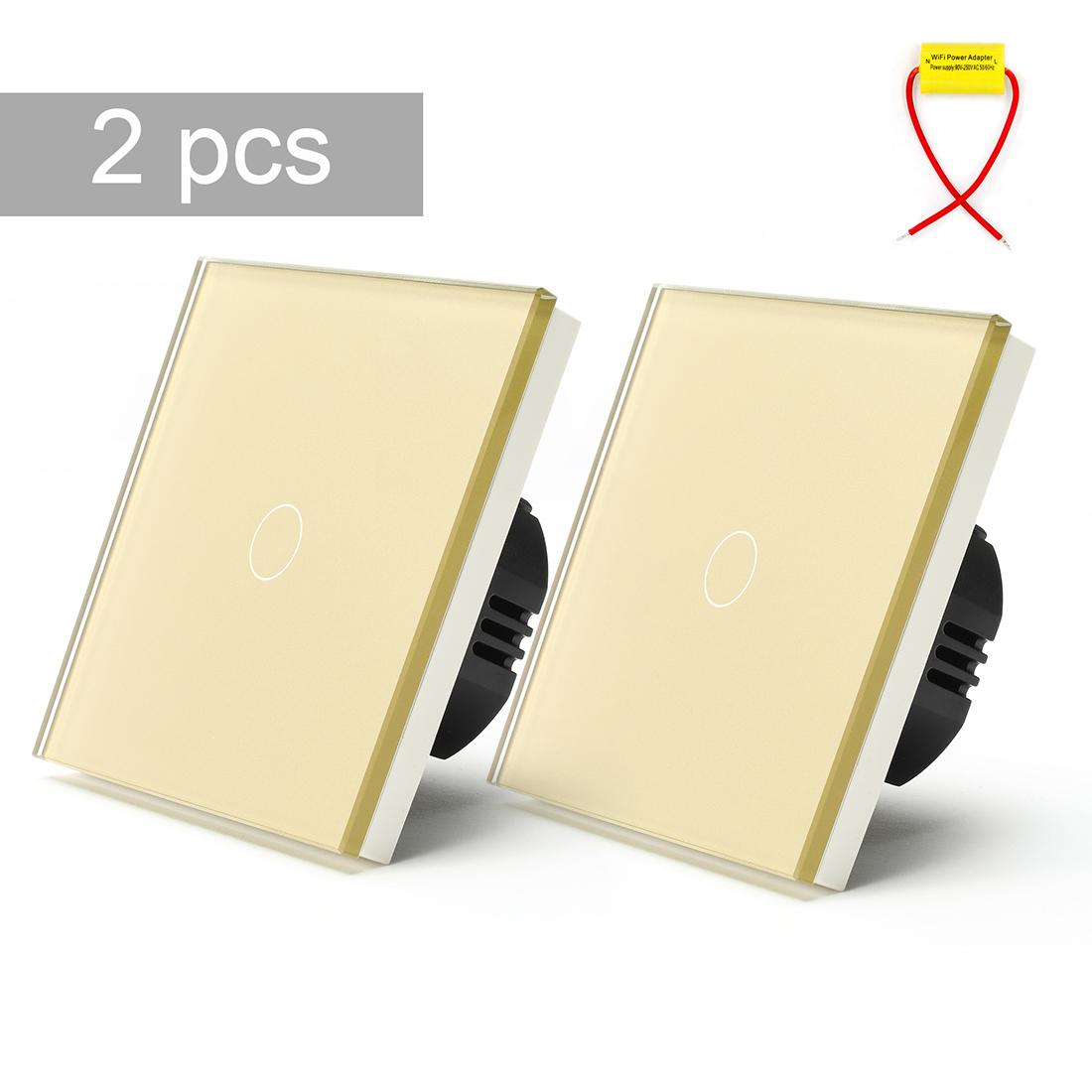 

BSEED 1/2/3Gang Wifi Touch Switches 2Way Wall Light Switches Stairs Glass Tuya Smart Life Alice Control No Neutral 2 Pack Wifi Switches