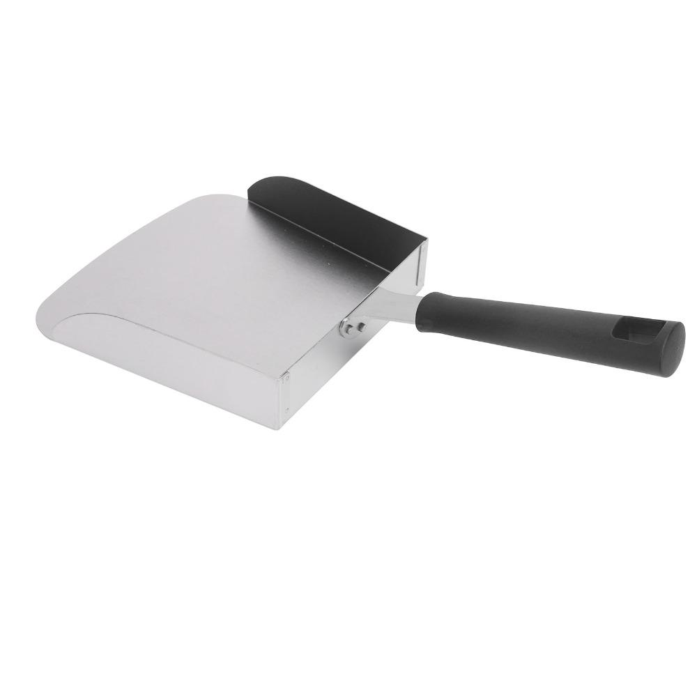 Food Mover Stainless Steel Griddle Scoop Large Heavy Duty Food Shovel Beveled Edges with Handle Griddle Spatula Stir Fry